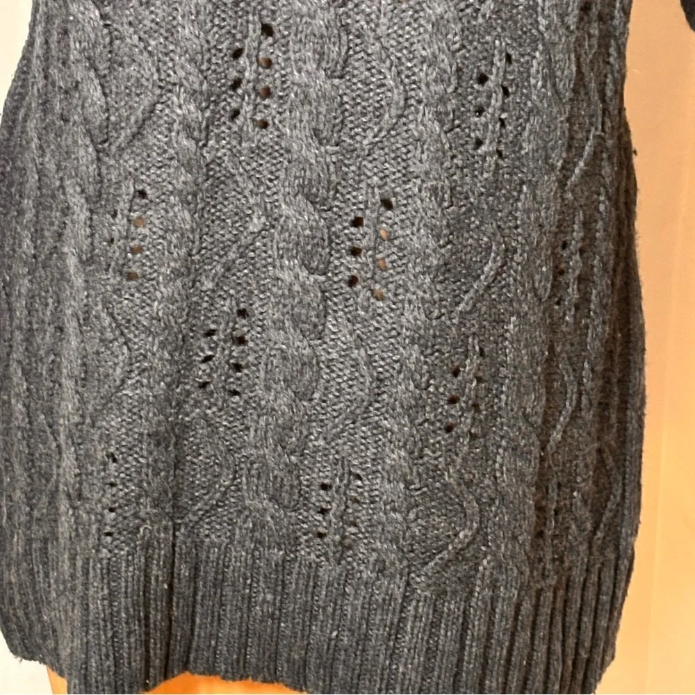 525 America Charcoal Cable Knit Hooded Sweater Cotton Blend Size S